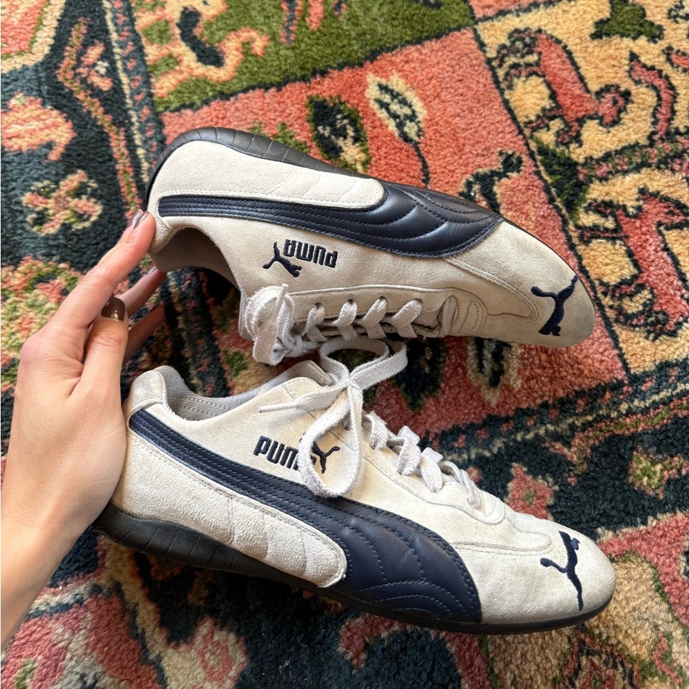 Vintage RARE Puma Speedcat suede Sneakers gray / navy blue sz 8.5 / 39 - Picture 13 of 16